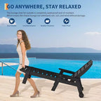 5-Position Patio Lounge Chair for Outside, HDPE Chaise Lounge Outdoor with Cup Holder, Resin Pool Lounger Chair with Rolling Wheels