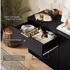 COZONY Fluted Dresser with 6 Drawers, 47 Wide Modern Chest with Metal Handles for Bedroom & Living Room