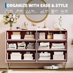 COZONY Fluted Dresser with 6 Drawers, 47 Wide Modern Chest with Metal Handles for Bedroom & Living Room