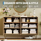 COZONY Fluted Dresser with 6 Drawers, 47 Wide Modern Chest with Metal Handles for Bedroom & Living Room