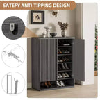 COZONY 31.5 Shoe Cabinet with Adjustable Shelves, Fluted Door Wooden Shoe Storage Cabinet for Entryway Living Room