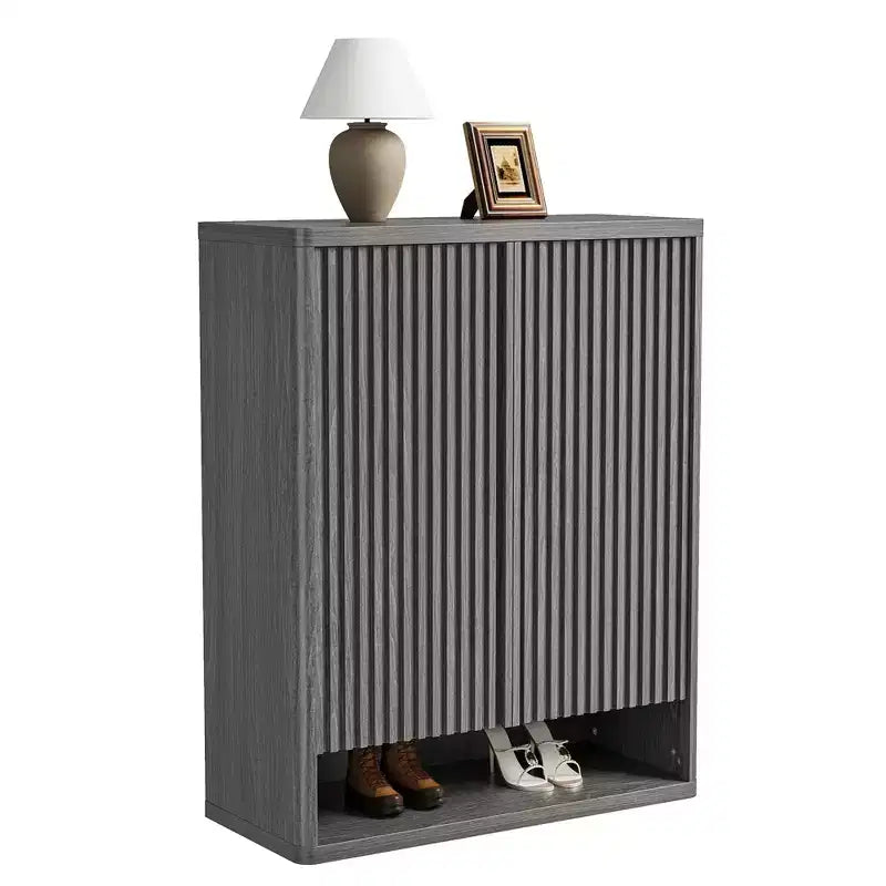 COZONY 31.5 Shoe Cabinet with Adjustable Shelves, Fluted Door Wooden Shoe Storage Cabinet for Entryway Living Room