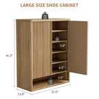 COZONY 31.5 Shoe Cabinet with Adjustable Shelves, Fluted Door Wooden Shoe Storage Cabinet for Entryway Living Room