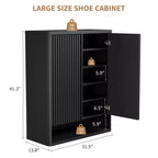 COZONY 31.5 Shoe Cabinet with Adjustable Shelves, Fluted Door Wooden Shoe Storage Cabinet for Entryway Living Room