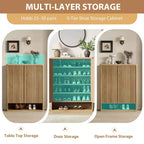 COZONY 31.5 Shoe Cabinet with Adjustable Shelves, Fluted Door Wooden Shoe Storage Cabinet for Entryway Living Room