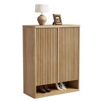 COZONY 31.5 Shoe Cabinet with Adjustable Shelves, Fluted Door Wooden Shoe Storage Cabinet for Entryway Living Room