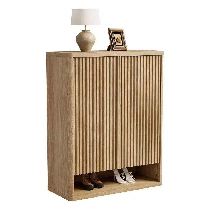 COZONY 31.5 Shoe Cabinet with Adjustable Shelves, Fluted Door Wooden Shoe Storage Cabinet for Entryway Living Room