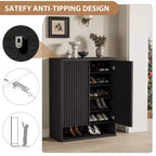 COZONY 31.5 Shoe Cabinet with Adjustable Shelves, Fluted Door Wooden Shoe Storage Cabinet for Entryway Living Room