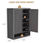 COZONY 31.5 Shoe Cabinet with Adjustable Shelves, Fluted Door Wooden Shoe Storage Cabinet for Entryway Living Room