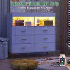 Comò COZONY per camera da letto con piano fasciatoio, comò fasciatoio per bambini a 6 cassetti con ripiani aperti