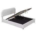 Luxystar Modern Full Size Teddy Fleece Upholstered Platform Bed with Hydraulic Storage System