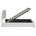 Luxystar Modern Full Size Teddy Fleece Upholstered Platform Bed with Hydraulic Storage System