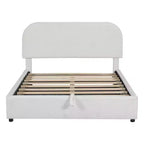 Luxystar Modern Full Size Teddy Fleece Upholstered Platform Bed with Hydraulic Storage System