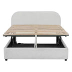 Luxystar Modern Full Size Teddy Fleece Upholstered Platform Bed with Hydraulic Storage System