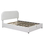 Luxystar Modern Full Size Teddy Fleece Upholstered Platform Bed with Hydraulic Storage System