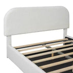 Luxystar Modern Full Size Teddy Fleece Upholstered Platform Bed with Hydraulic Storage System