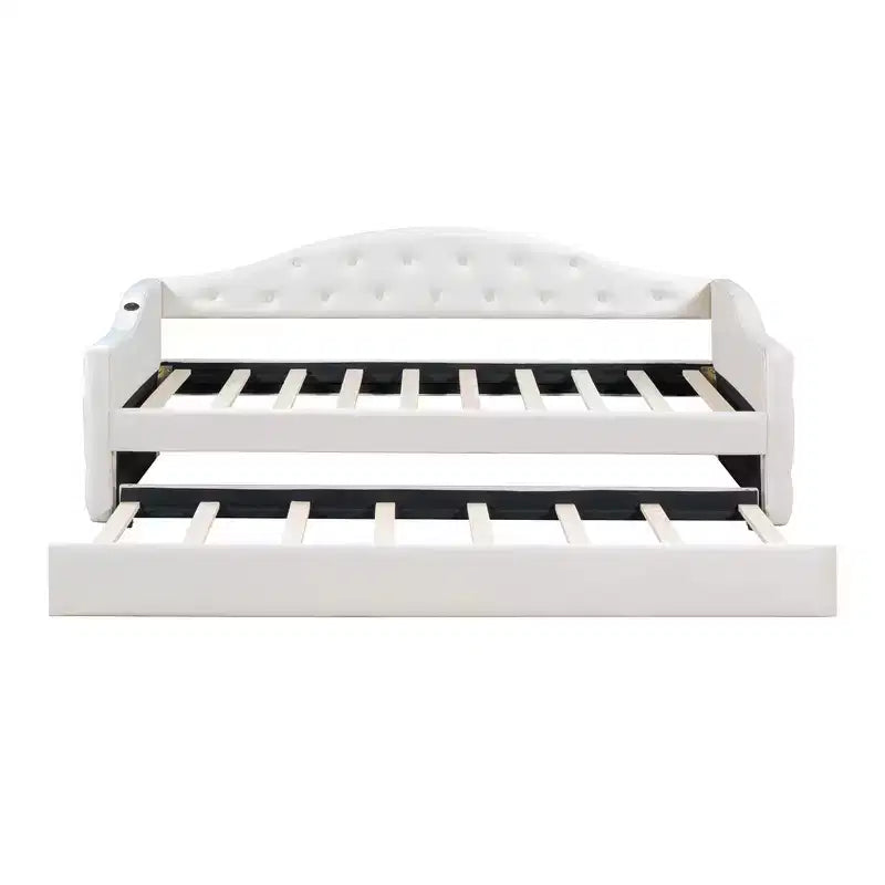 Divano letto imbottito capitonné una piazza e mezza con letto estraibile, USB, porte di ricarica Type-C, struttura in legno, nessun box spring necessario, rivestimento in velluto