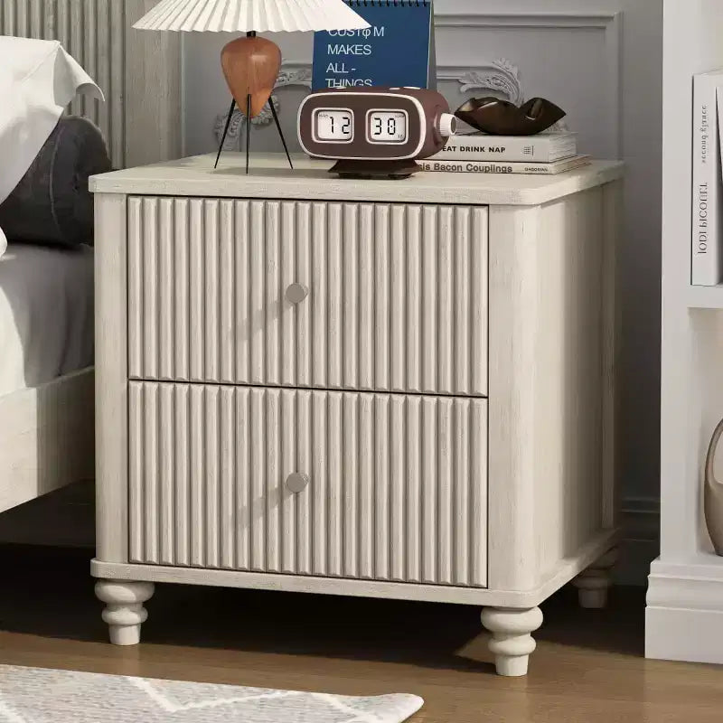 Nightstand Set of 2 with Fluted Design and Storage Drawers, Bedside Table for Bedroom, Living Room, Entryway - Panipeachy