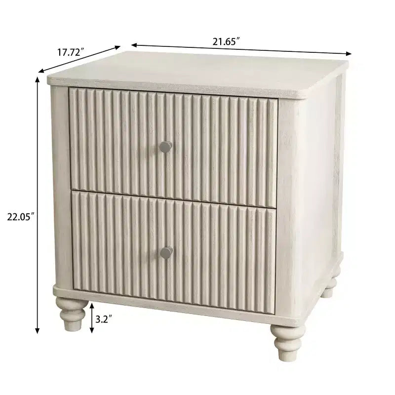 Nightstand Set of 2 with Fluted Design and Storage Drawers, Bedside Table for Bedroom, Living Room, Entryway - Panipeachy