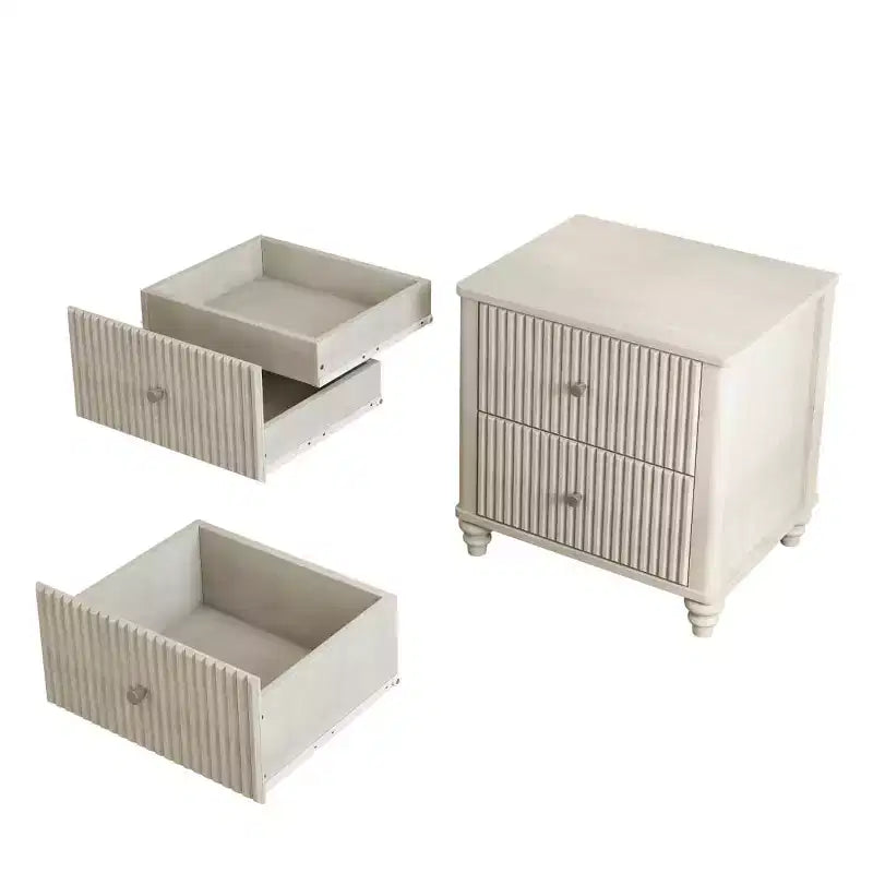 Nightstand Set of 2 with Fluted Design and Storage Drawers, Bedside Table for Bedroom, Living Room, Entryway - Panipeachy