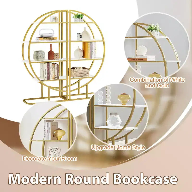 GDFStudio Beau Modern 4-Tier Wood and Steel Modular Open Bookshelf