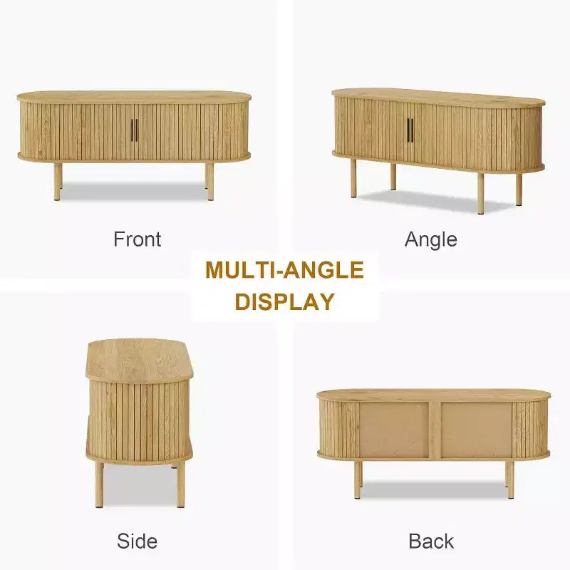 Acekool 47.2 Inch TV Stand, Modern Entertainment Center with Sliding Doors and Storage, for Living Room, Bedroom