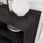 47 Mid-Century Modern Sideboard & TV Stand, Buffet Storage Cabinet with Sliding Slat Door, Solid Wood Legs - Panipeachy