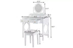 GDFStudio Hailey Makeup Vanity Table with Reversible Mirror, Faux Leather Stool and 5 Drawers