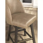 Signature Design by Ashley Neymorton Counter Height Upholstered Swivel Barstools, Set of 2, Brown Faux Leather