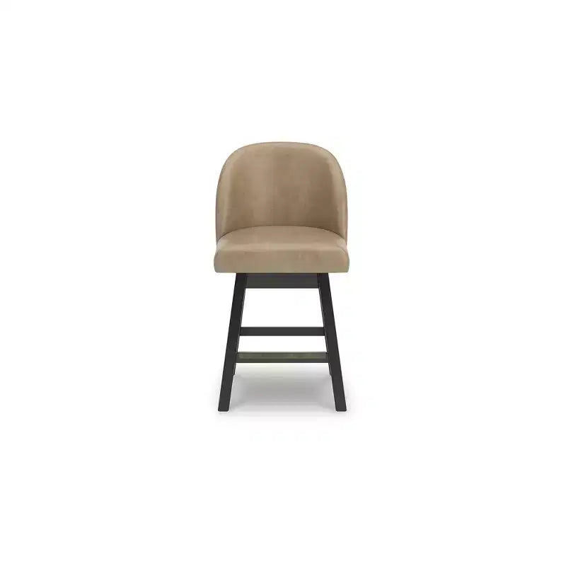 Signature Design by Ashley Neymorton Counter Height Upholstered Swivel Barstools, Set of 2, Brown Faux Leather