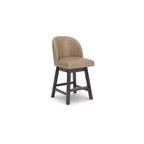 Signature Design by Ashley Neymorton Counter Height Upholstered Swivel Barstools, Set of 2, Brown Faux Leather