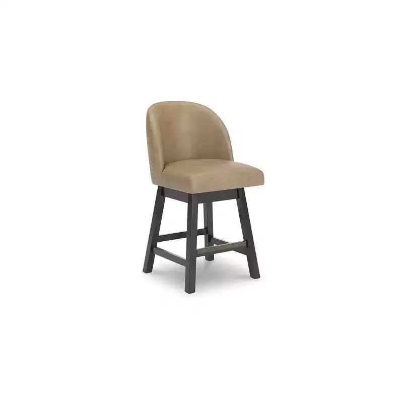 Signature Design by Ashley Neymorton Counter Height Upholstered Swivel Barstools, Set of 2, Brown Faux Leather