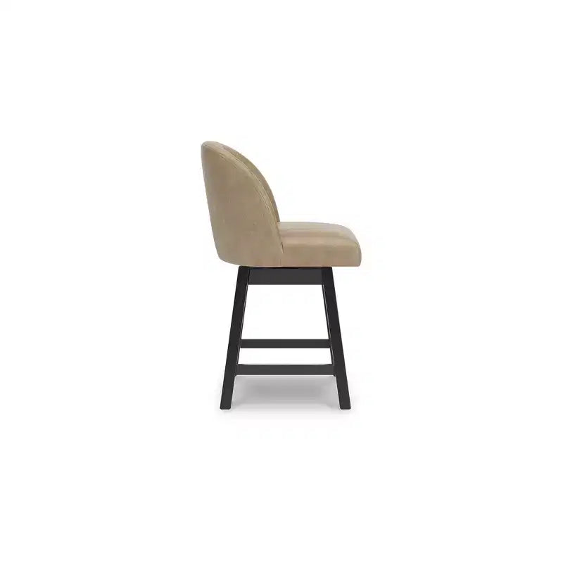 Signature Design by Ashley Neymorton Counter Height Upholstered Swivel Barstools, Set of 2, Brown Faux Leather