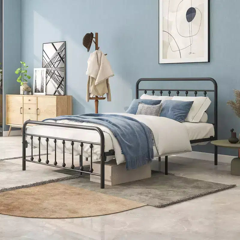 MAYEERTY Full Size Metal Platform Bed Frame with Sturdy Slat Support & Under-Bed Storage for Bedroom