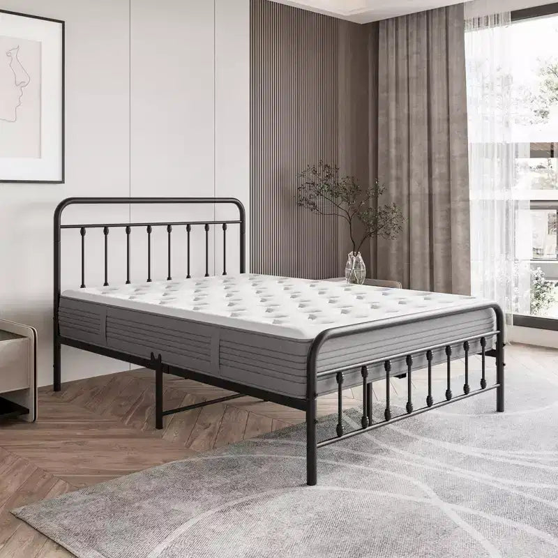 MAYEERTY Struttura Letto a Piattaforma in Metallo Full Size con Robusto Supporto a Doghe e Spazio Contenitore Sotto il Letto per Camera da Letto