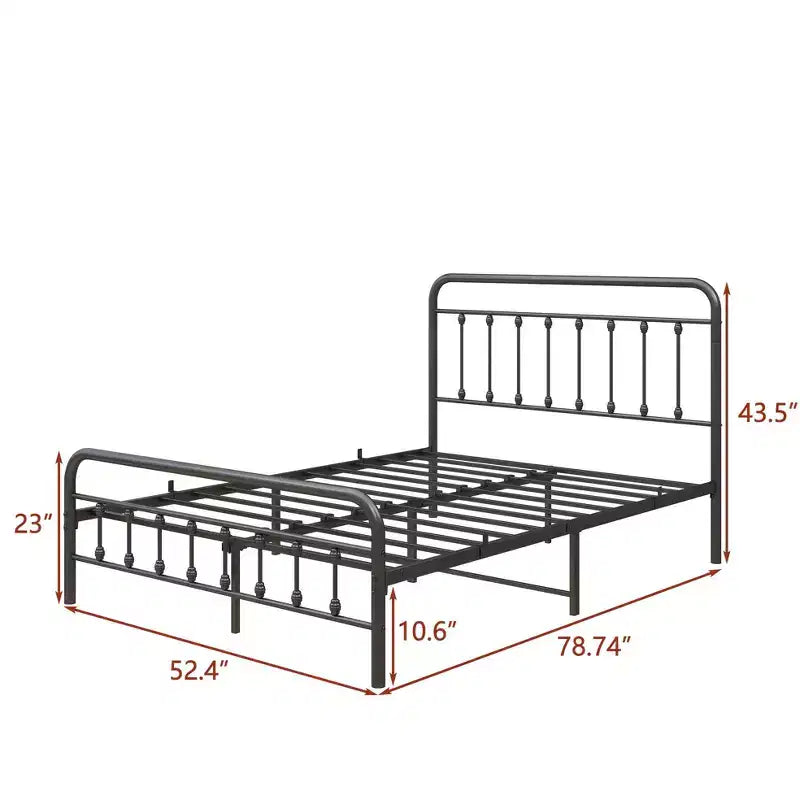 MAYEERTY Struttura Letto a Piattaforma in Metallo Full Size con Robusto Supporto a Doghe e Spazio Contenitore Sotto il Letto per Camera da Letto