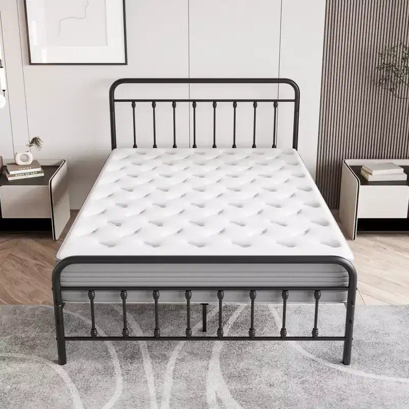 MAYEERTY Full Size Metal Platform Bed Frame with Sturdy Slat Support & Under-Bed Storage for Bedroom