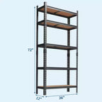 Storage Shelves 5 Tier Garage Shelving Heavy Duty Adjustable Metal Shelving Unit, Garage Shelves for Basement, Warehouse, Pantry, Closet, Kitchen