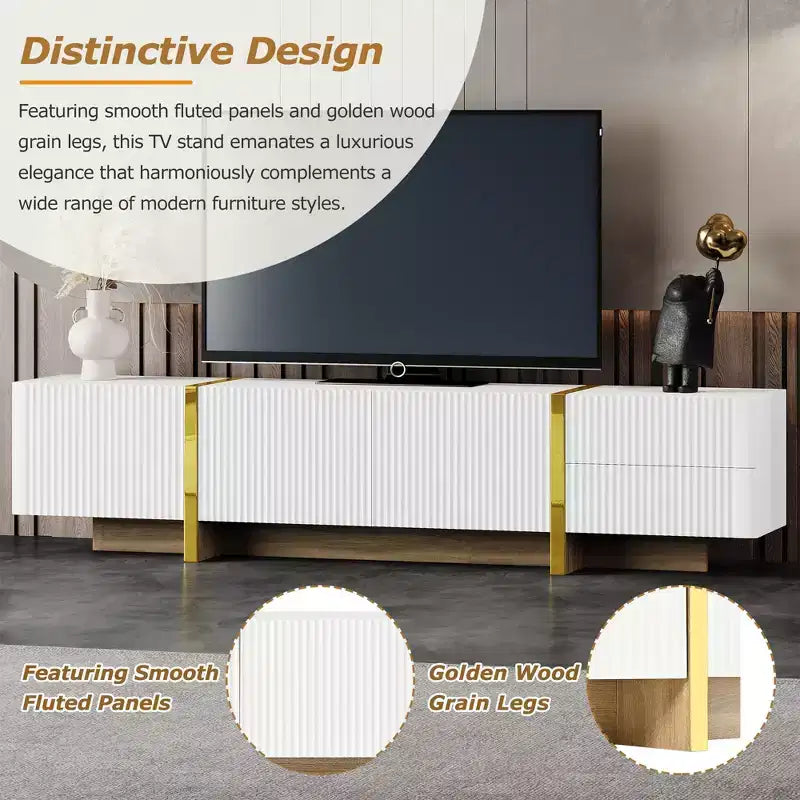 TUYOHW Modern TV Stand for TVs up to 80 Inches,Entertainment Center with Storage Cabinets and Drawers