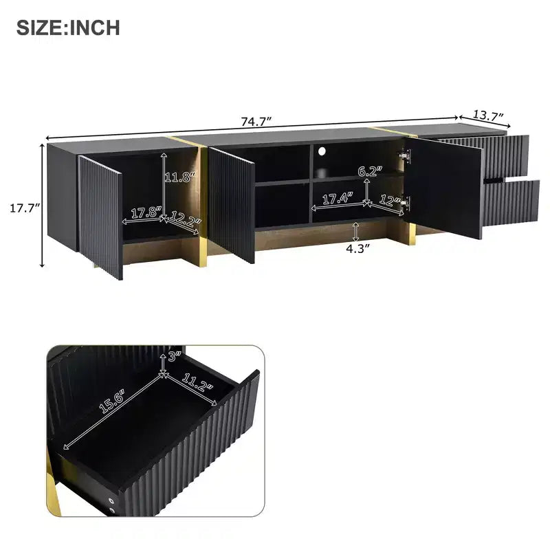 TUYOHW Modern TV Stand for TVs up to 80 Inches,Entertainment Center with Storage Cabinets and Drawers