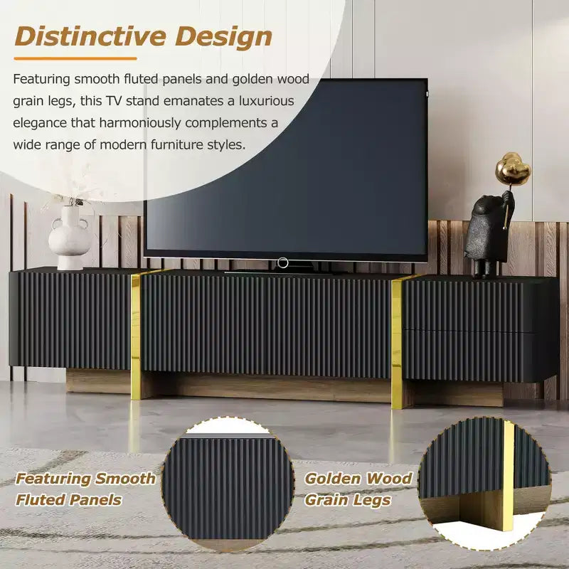 TUYOHW Modern TV Stand for TVs up to 80 Inches,Entertainment Center with Storage Cabinets and Drawers