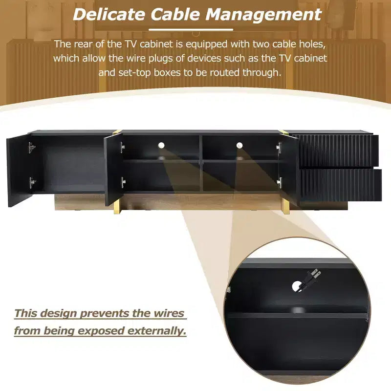 TUYOHW Modern TV Stand for TVs up to 80 Inches,Entertainment Center with Storage Cabinets and Drawers