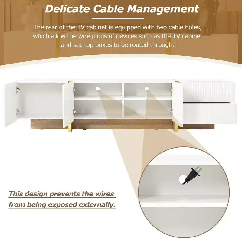 TUYOHW Modern TV Stand for TVs up to 80 Inches,Entertainment Center with Storage Cabinets and Drawers