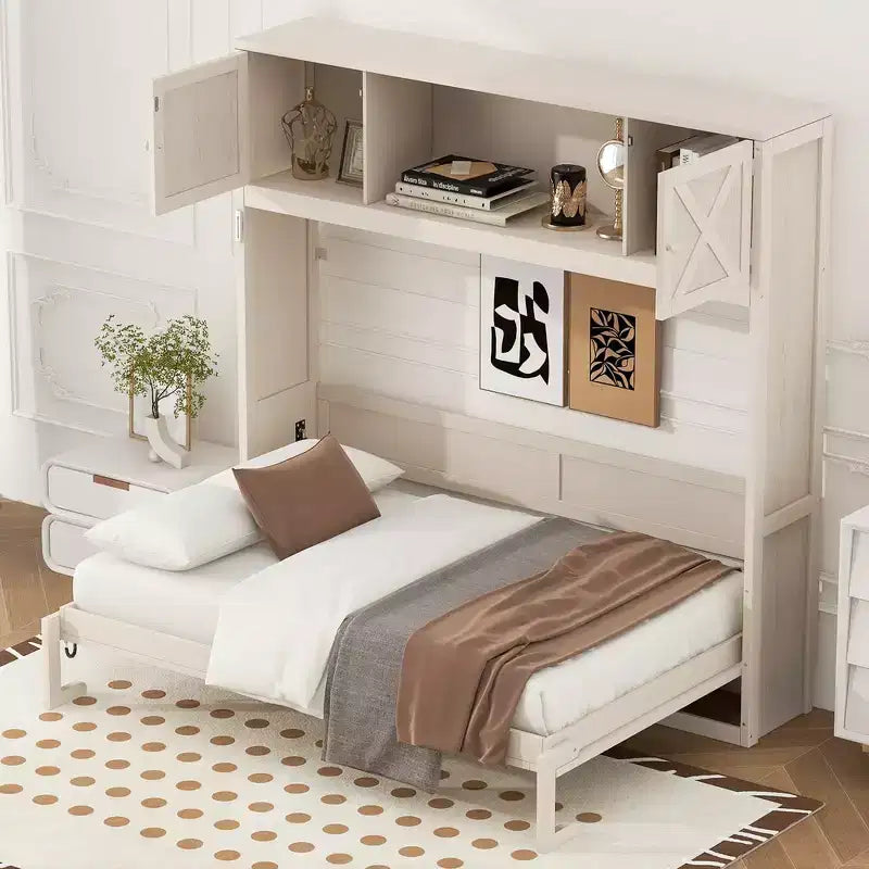 Whisen Full Size Murphy Bed with Storage Cabinets