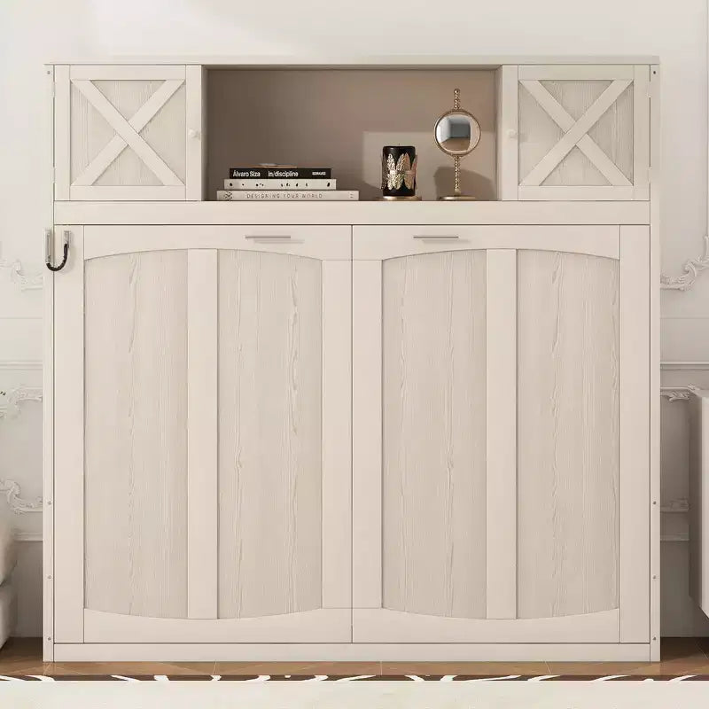 Whisen Full Size Murphy Bed with Storage Cabinets