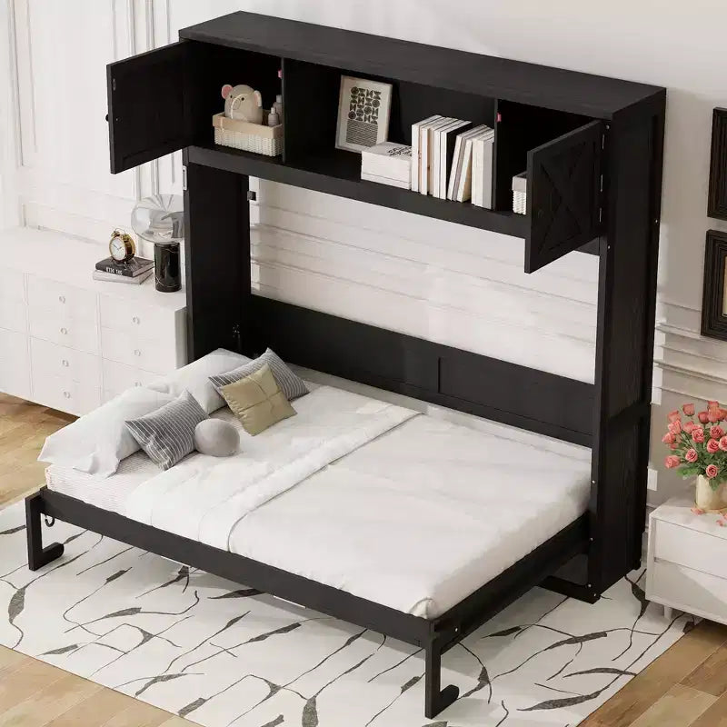 Whisen Full Size Murphy Bed with Storage Cabinets