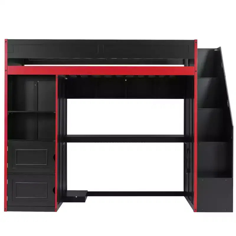Letto a soppalco da gaming GDFStudio Barnes con scrivania e contenitore, luci LED