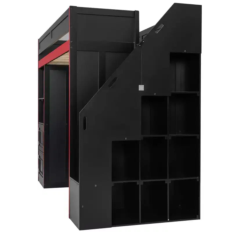 Letto a soppalco da gaming GDFStudio Barnes con scrivania e contenitore, luci LED