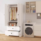 COZONY 2-Door Wardrobe Storage Cabinet, Flat Panel MDF Sideboard Buffet Cabinet for Bedroom, Dining Room & Home
