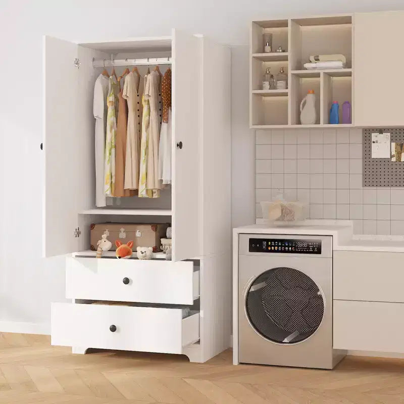 COZONY 2-Door Wardrobe Storage Cabinet, Flat Panel MDF Sideboard Buffet Cabinet for Bedroom, Dining Room & Home